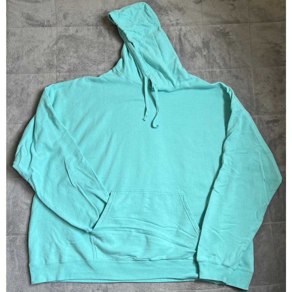 Hanes Hoodie Adult 3X Mint Green Comfortwash Garment Dye 80% Cotton Blend Pocket